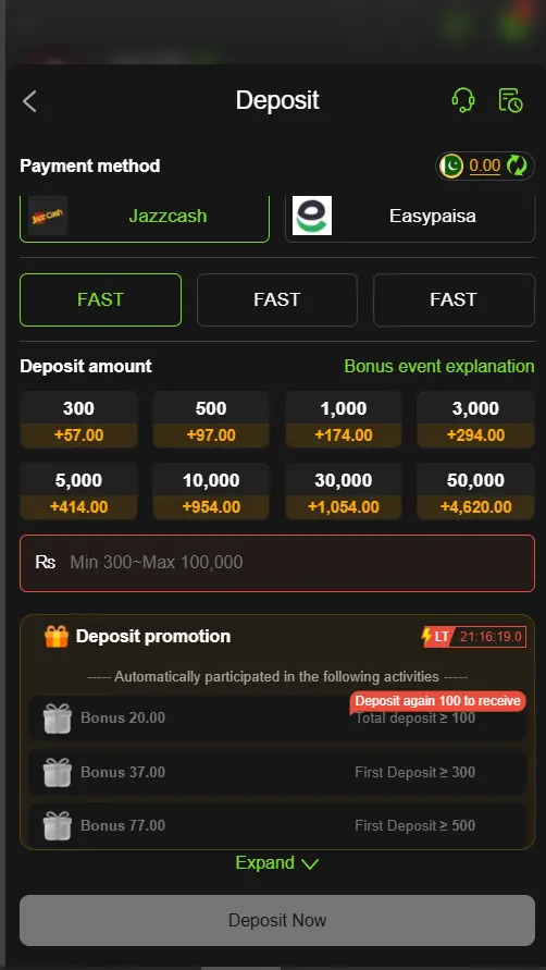 Deposit Page T999 Game